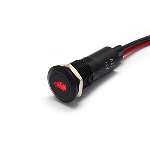 Alpinetech PLB12MS 12mm 1/2 12V LED Metal Signal Indicator Pilot Dash Light (Trunk Open)
