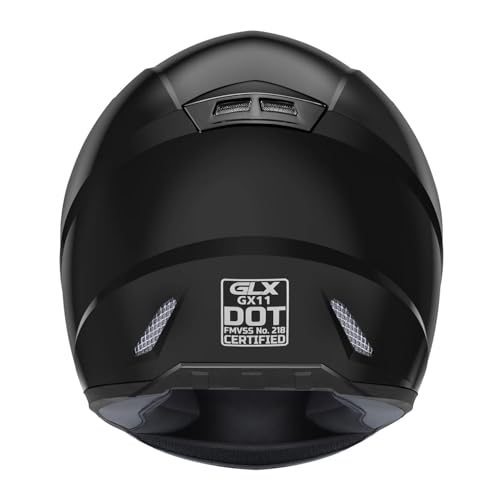 Glx Gx11 Compact Motorcycle Helmet - Black, Medium - Full Face W/ Tinted Visor, Dot Approved