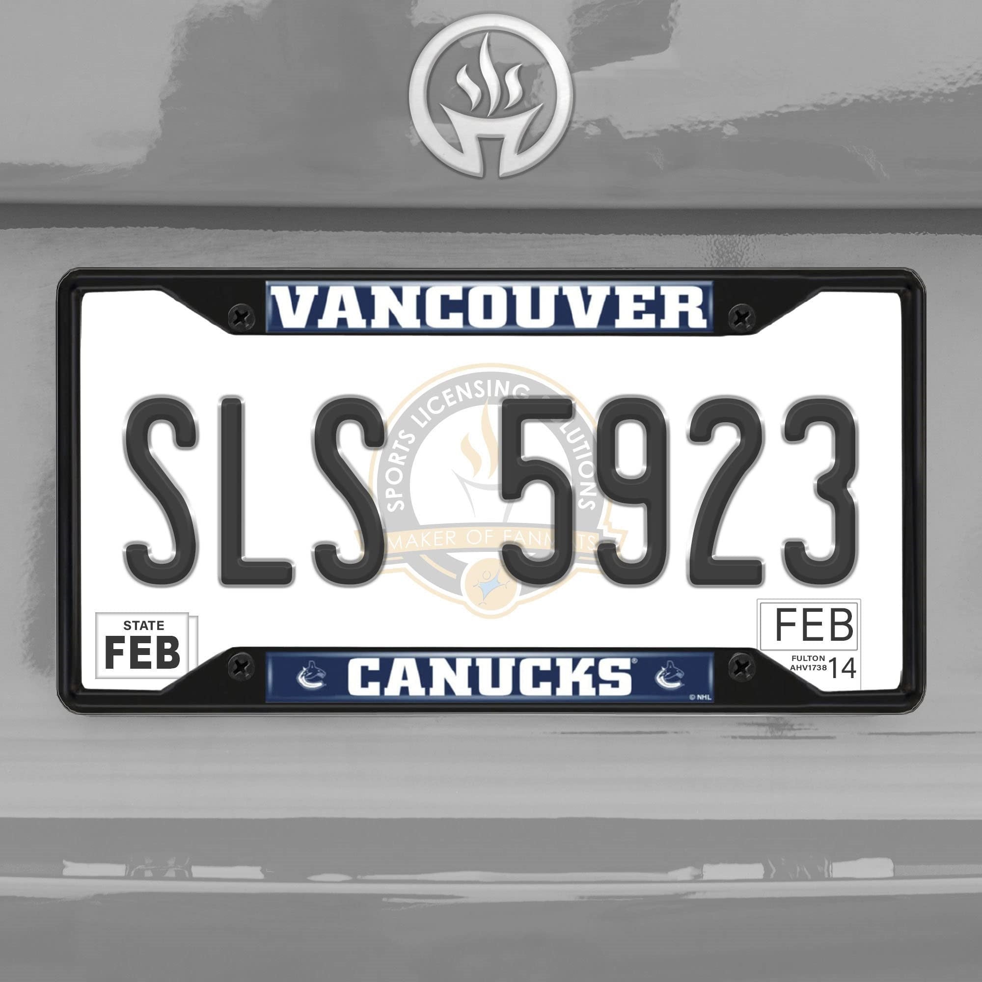 Vancouver Canucks Metal License Plate Frame Black Finish