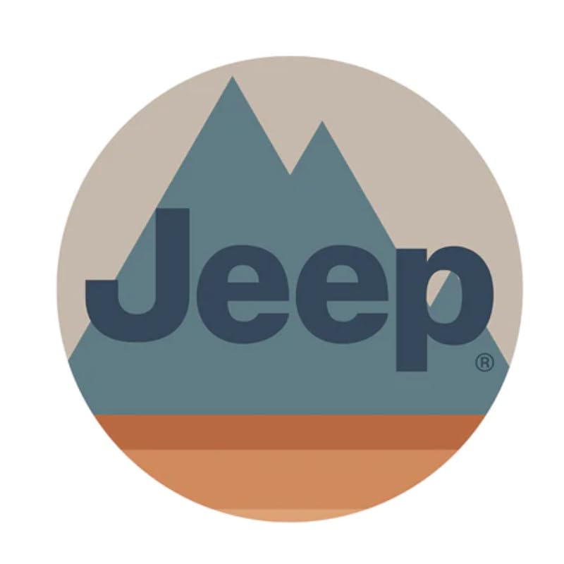 Jeep Mountain Logo Premium Screen Printed Vinyl Sticker Round 4'' x 4''