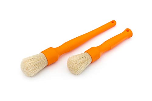 Detail Factory - The Rag Company Natural Boars Hair Detailing Brush Kit - Heavy Cleaning Action for Small Spaces, Engine Bays, 