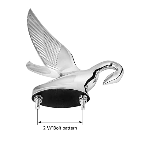 GG Grand General Chrome Swan Hood Ornament - Metal, Model 48007, Classic Design