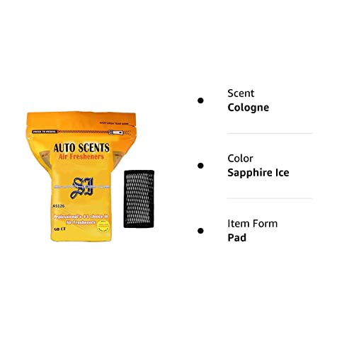 Professional Air Freshener Pads - Remove The Worst Smells With These Heavy Duty Pads (60 Pads Per Pack) (Sapphire Ice)