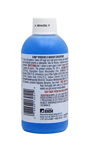 Gunk M506 Concentrated Windshield Washer Solvent With Ammonia - 6 Fl. Oz., Blue