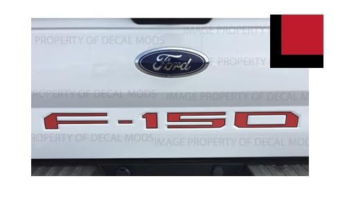 Decal Mods Tailgate Decals Stickers Letters (Thin) Kit Insert Indent For Ford F150 (2018-2020) (Thin Decal) (Red With Black Outl