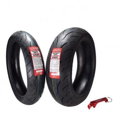 Kenda Km1 Sport Touring Motorcycle Tire Set 120/70Zr17 58W Tl 180/55Zr17 73W Tl W/Keychain