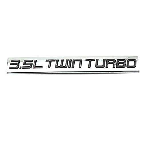 Chrome Finish Metal Emblem 3.5L Twin Turbo Badge (Red & Black Letter) " (Black)