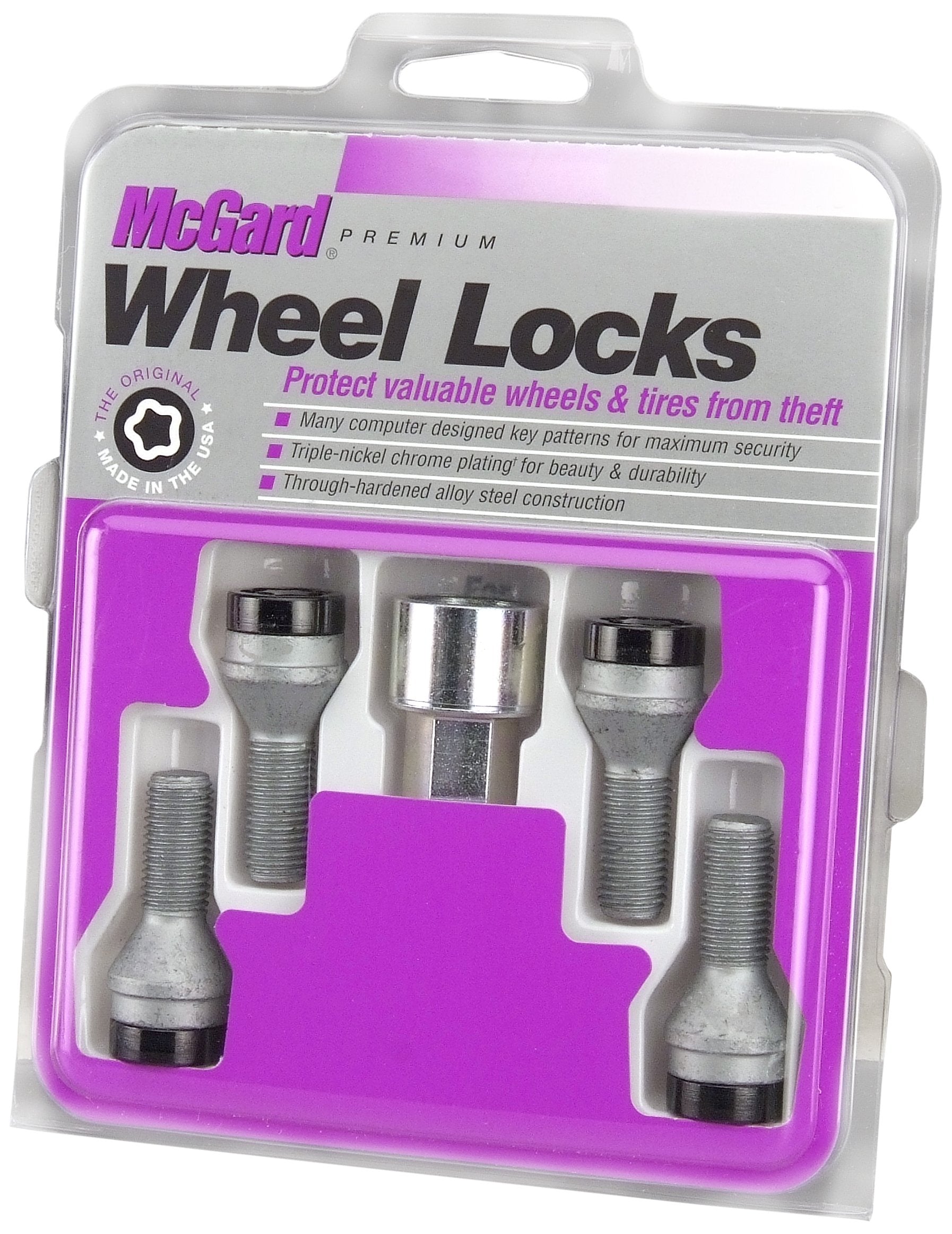 Mcgard 27305 Black Bolt Style Cone Seat Wheel Lock Set, 4 Locks / 1 Key