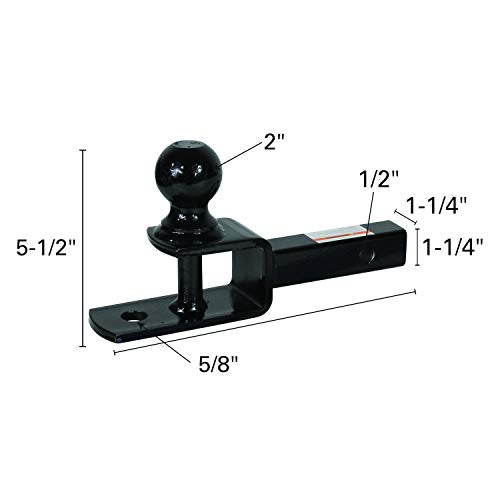 Extreme Max 5001.1379 3-In-1 Atv Ball Mount With 2'' Ball - 1-1/4'' Solid Shank