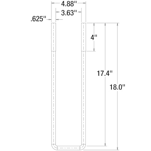 Buyers Products Ub623518 18 Inch Square Bend U-Bolt Kit, 4 Complete U Bolt Kits, 5/8'' Bolt, 1/2'' X 4 1/4'' Tie Bars, Grade 5 E