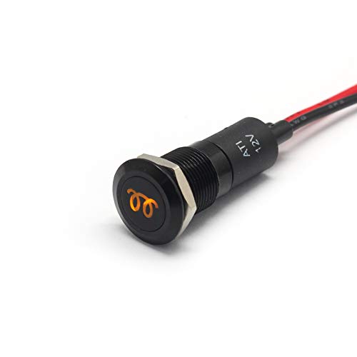 Alpinetech PLB12MS 12mm 12 12V LED Metal Signal Indicator Pilot Dash Light (glow Plug Warning)