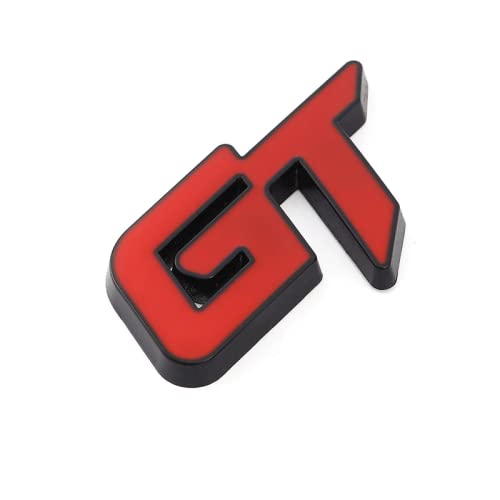 Dhihaa 3D Gt Logo Metal Sticker For All Cars  Red Black (6Cm X 3.8Cm)