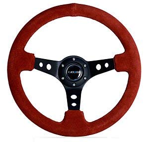 NRG Innovations ST-006S-RR 350mm Sport Steering Wheel (3&quot; Deep) (Red Suede)