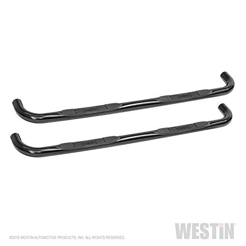 Westin 23-1955 E-Series 3 Round Nerf Bars Fits 1999-2013 Silverado Sierra 1500 2001-2006 1500Hd 2001-2014 2500 3500Hd Crew Cab Black Pair
