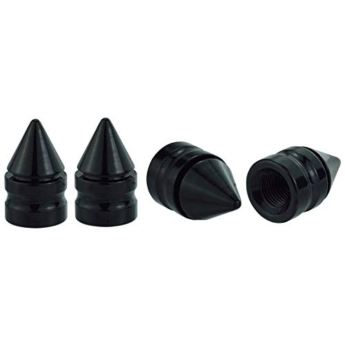 Abfer Car Tire Valve Caps Spike Wheel Air Pressure Stem Cap Aluminum Fit Most Vehicle Truck Motorcycles Bikes (Black)