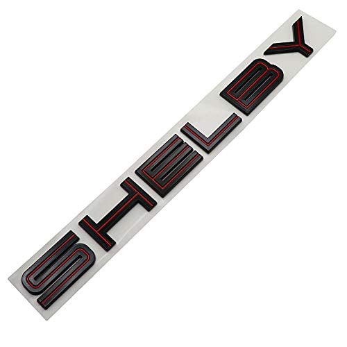 EmbRoom SHELBY Letter Emblem Badge - Black/Red Rear Trunk Sticker Decal, Model: EmbRoom, Durable ABS Material