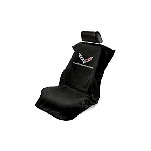 Seat Armour -Black Towel Seat Cover For Corvette C7 -Sa100Cor7B