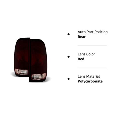Acanii - For 1997-2003 Ford F150 99-07 F250 F350 Superduty Red Smoke Tail Lights Brake Lamps