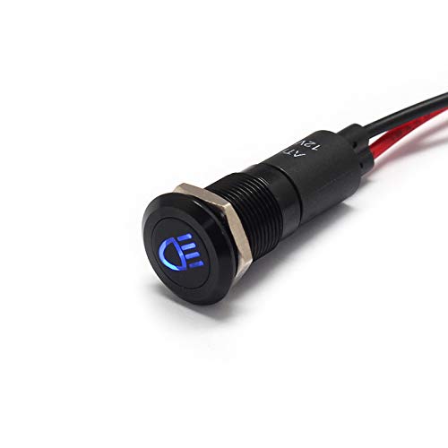 Alpinetech PLB12MS 12mm 12 12V LED Metal Signal Indicator Pilot Dash Light (High Beam Indicator)