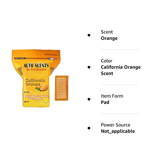 Auto Scents California Orange Scent Air Freshener Pads - Heavy Duty, 60 Count, Model AS110
