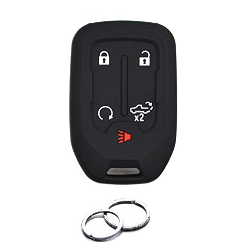 Infipar 1Pcs Compatible With Chevy Chevrolet Silverado Gmc Sierra 1500 2500 Hd 3500 Hd Silicone Smart Key Fob Cover Case Protector Truck Accessories Fob Holder (5-Button, Black)
