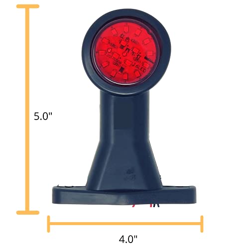 All Star Truck Parts] 2Pc Amber/Red 32-Led Double Face Rubber Surface Mount Pedestal Fender Side Marker Light Truck Trailer Flat