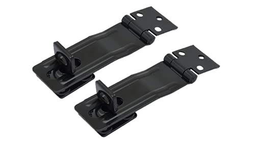 Qcaa Hasp And Swivel Staple, 3-1/2', Steel, Black, 2 Pack, Made In Taiwan
