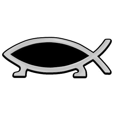 Fish with Feet Plastic Auto Emblem - [Silver][5'' x 2'']