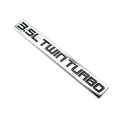 Chrome Finish Metal Emblem 3.5L Twin Turbo Badge (Red & Black Letter) " (Black)