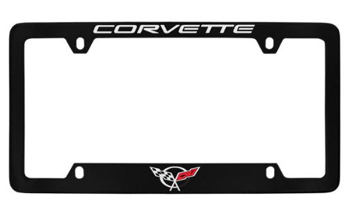 Chevrolet Corvette C5 Black Coated Metal Bottom Engraved License Plate Frame
