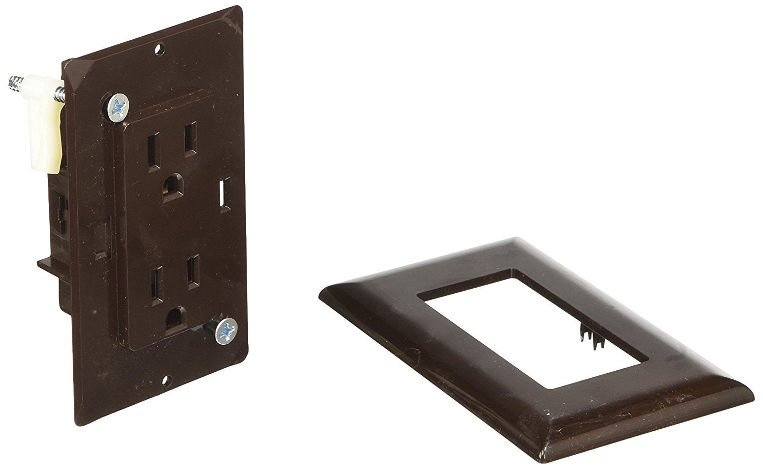 Rv Designer S815, Self Contained Dual Outlet With Cover Plate, Brown, Ac Electrical