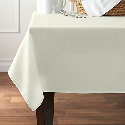 Pomp Ivory 90 Inch Round Premium Polyester Tablecloth  Wrinkle  Stain Resistant Easy Care Fabric  Fits Round Table