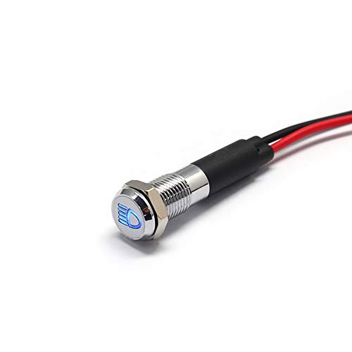Alpinetech PL8MS 8mm 5/16 12V LED Metal Signal Indicator Pilot Dash Light with Symbols (High Beam Indicator)