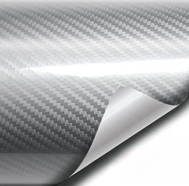 Vvivid Epoxy High Gloss Carbon Fiber Automotive Vinyl Wrap (3Ft X 5Ft, Silver)