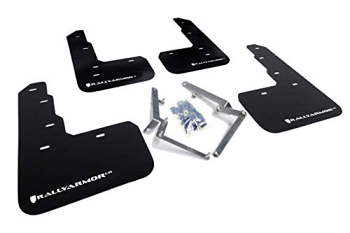 Rally Armor Ur Black Mud Flap W/White Logo For 2017-18 Honda Civic Type R