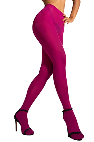 Sofsy Hot Pink Tights For Women Plus Size  Magenta Neon Bright Pink Stockings Opaque Pantyhose Nylons  Fucshia Xl 1Pack Made In