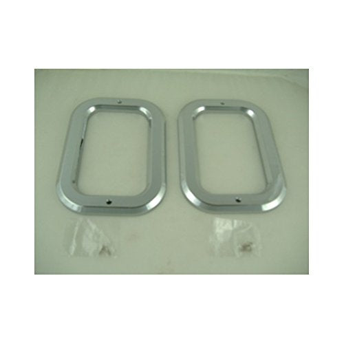 United Pacific (2) Rectangle Chrome Bezels/Fits Trailer Truck Led Stop Turn Tail Lights