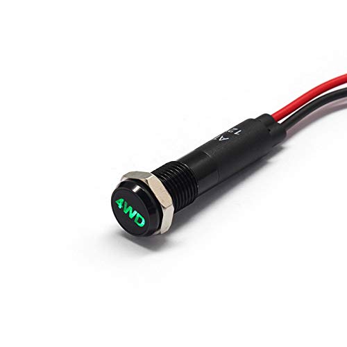 Alpinetech PLB8MS 8mm 5/16 12V LED Metal Signal Indicator Pilot Dash Light Black Bezel with Symbols (4WD)