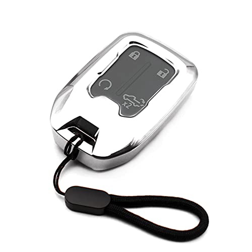 Compatible With 2020 2021 Chevrolet Chevy Silverado 1500 2500 3500 Suburban Tahoe Gmc Acadia Terrain Yukon Silver Tpu Key Fob Co