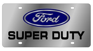 Eurosport Daytona- Compatible With Ford F-250 Super Duty Black Word Blue Logo Acrylic License Plate