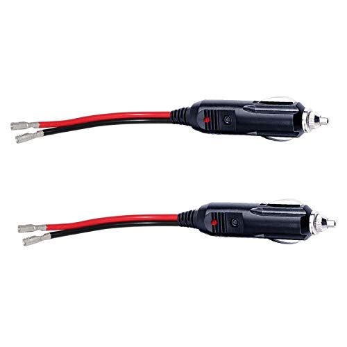 [2Pack] 12V 12Volt Fused Replacement Cigarette Lighter Male Plug With Leads - 15Amp Male Cigar Lighter Replacement Power Plug 12