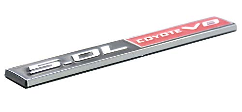 2Pcs 5.0L Coyote V8 Emblems, 3D Trim Fender Hook Trunk Badge Decals Stickers Replacement For Mustang & F150(Chrome Red Black)