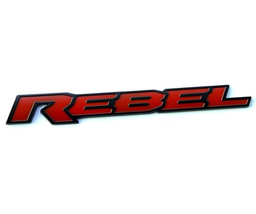 1Pc Oem 13 Inches Rebel Tailgate Emblem Badge 3D Nameplate Compatible With 1500 2500 3500 (Black Red)