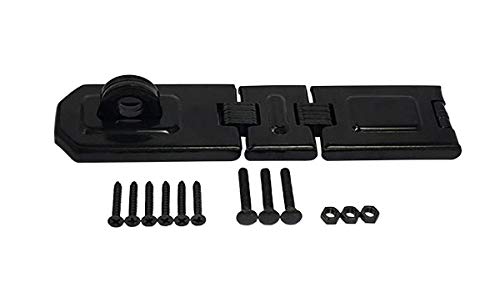 Qcaa Extra Heavy Duty Concealed Safety Hasp, Flexible Link, With Hardened Staple, 7-1/2' Double Flexible, Black Coated, 1 Pack