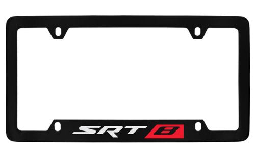 Chrysler Srt 8 Black Coated Metal Bottom Engraved License Plate Frame Holder