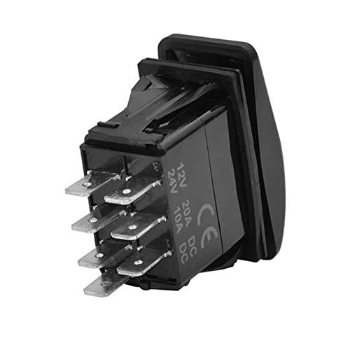 Bacautoparts 12V 24V Red Led Up Down Momentary Rocker Switch With Wires 7P (On)-Off-(On) Arrows Mom Switches For Car Boat Dump Trailer Camper Polaris Ranger Rzr Utv Atv Sxs