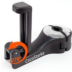 Coco Starke 2 In 1 Car Headrest Hidden Hook With Cell Phone Holder Car Back Seat Hook Universal For Purses And Bags 360 Rotation