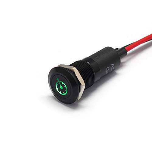 Alpinetech PLB12MS 12mm 1/2 12V LED Metal Signal Indicator Pilot Dash Light (Cruise Control)