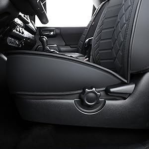 Luckyman Club Tacoma Custom Fit Seat Covers For 2016-2023 Tacoma Crew Cab With Faux Leather (Black)