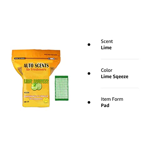 Auto Scents Professional Air Freshener Pads - Remove The Worst Smells With These Heavy Duty Pads (60 Pads Per Pack) (Lime Sqeeze